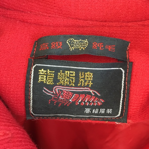 Vintage Red Wool Coat Embroidered Crochet Accents - Picture 7 of 14